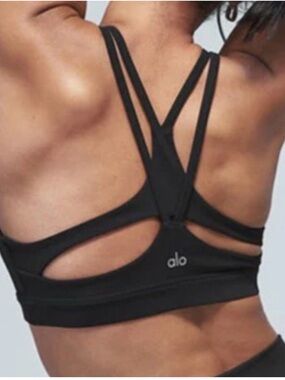 ALO Yoga Black Strappy Cutout Sports Bra